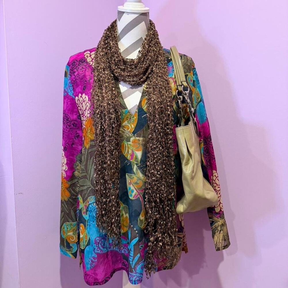 Chicos multi coloured sheer silk blouse